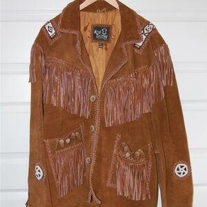 Brown Fringe Real Leather Jacket